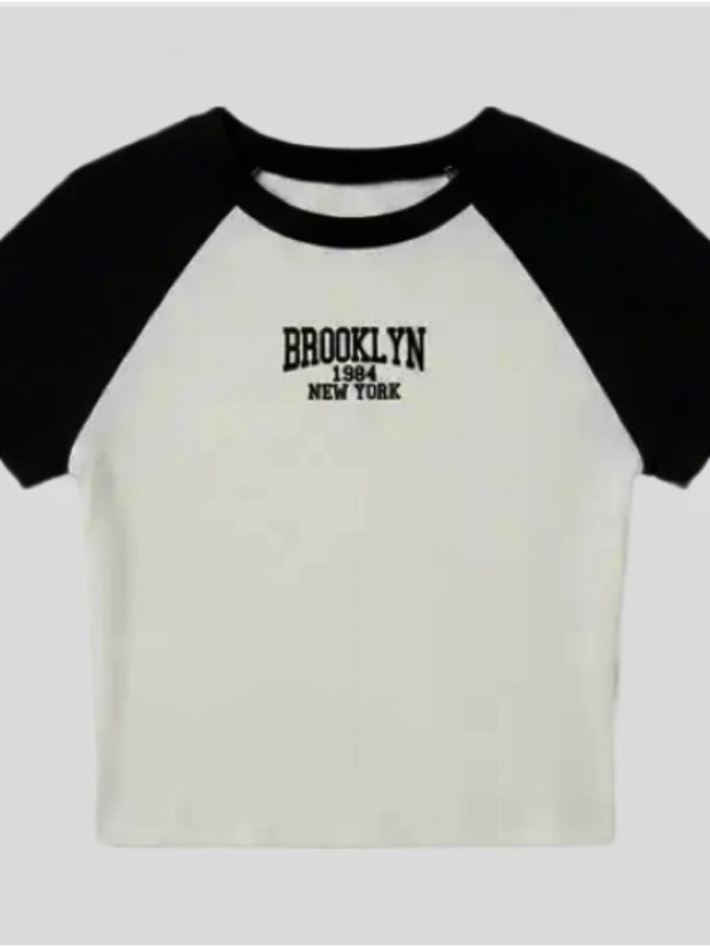 Cropped White & Black 'Brooklyn' Tee
